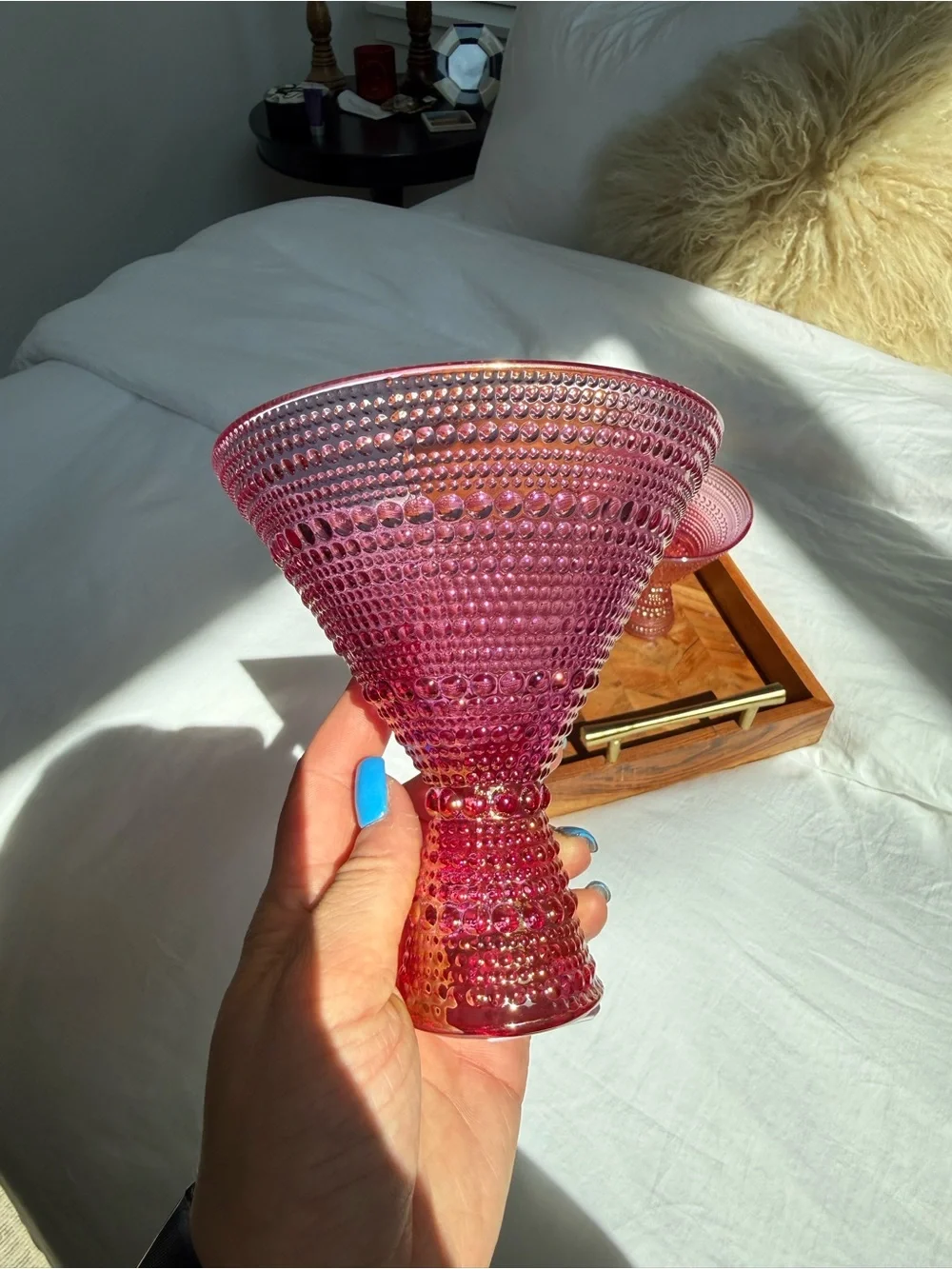 NWOT Anthropologie | Pink Iridescent Martini Glass Set of 2